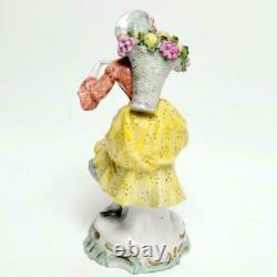 Antique German Potschappell Porcelain Figurine, LADY With FRUIT BASKET, 8.75 high