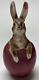 Antique German Rabbit In Egg Ceramic Composite Statue Read