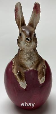 Antique German Rabbit In Egg Ceramic Composite Statue READ