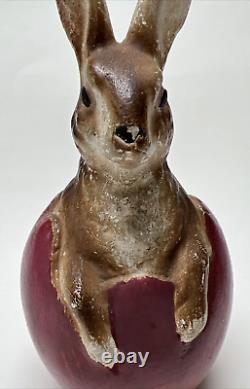 Antique German Rabbit In Egg Ceramic Composite Statue READ