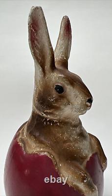 Antique German Rabbit In Egg Ceramic Composite Statue READ