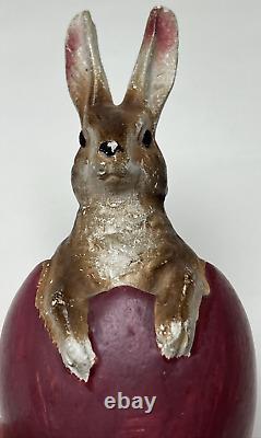 Antique German Rabbit In Egg Ceramic Composite Statue READ