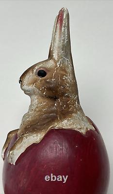 Antique German Rabbit In Egg Ceramic Composite Statue READ