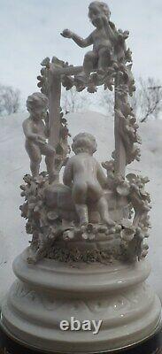 Antique German Rococo Style Porcelain Figurine. Cherubs/ Waterwell. 29.5-cm Tall