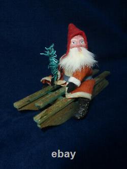 Antique German Santa Candy Container On Sled Christmas As Is