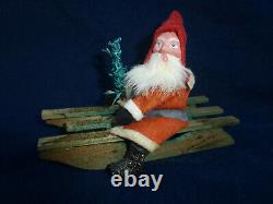 Antique German Santa Candy Container On Sled Christmas As Is