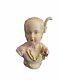 Antique German Sitzendorf Porcelain Figurine Bust In Bonnet