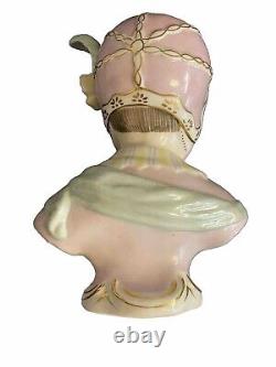 Antique German Sitzendorf Porcelain Figurine Bust in Bonnet