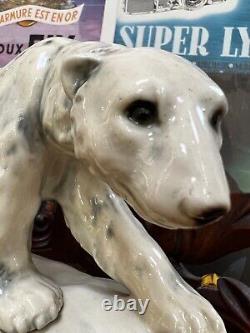 Antique German Sitzendorf Porcelain Figurine White Polar Bear Alfred Voigt
