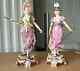 Antique German Style Majolica Figurine Couple, Xix C, 13.75 High