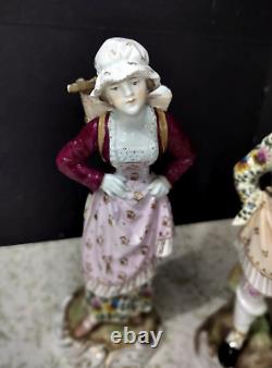 Antique German Tettau Porcelain Figurine Couple, 8 high