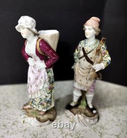 Antique German Tettau Porcelain Figurine Couple, 8 high