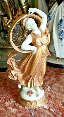 Antique German Volkstedt Gilded Porcelain Dancer Figurine