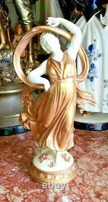 Antique German Volkstedt Gilded Porcelain Dancer Figurine