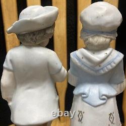Antique Germany 5201 Victorian Boy & Girl Bisque Porcelain Figurines Rudolstadt