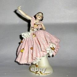 Antique Germany Ackerman & Fritz 6 High Kicking Dresden Ballerina Figurine