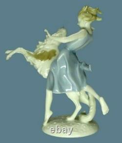 Antique Germany Porcelain Hutschenreuther Girl With Borzoi Dog Figurine Rare