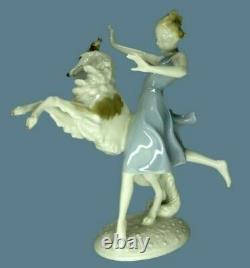 Antique Germany Porcelain Hutschenreuther Girl With Borzoi Dog Figurine Rare