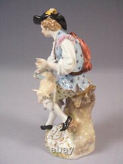 Antique Hand Painted Dresden Carl Thieme Victorian Figurine Man Lamb Germany