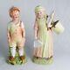 Antique Heubach Germany Bisque 9 Boy & Girl Holding Bucket/brush Figurine Pair