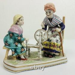 Antique Hochst German Or Austrian Porcelain Figurine Child Learning Spindle