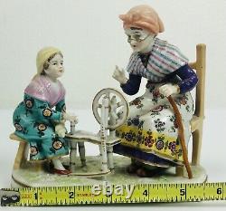 Antique Hochst German Or Austrian Porcelain Figurine Child Learning Spindle