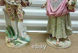 Antique Huge German Meissen Porcelain Figurine, Couple, 18 high