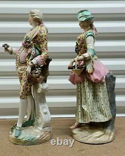 Antique Huge German Meissen Porcelain Figurine, Couple, 18 high