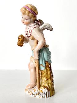 Antique KPM Berlin XIX Porcelain Figurine Angel Cherub Cupid Drunkard Rare
