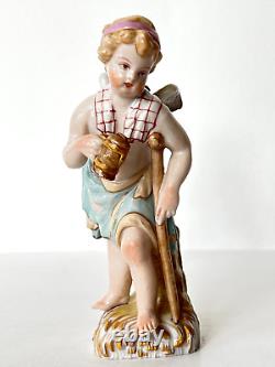 Antique KPM Berlin XIX Porcelain Figurine Angel Cherub Cupid Drunkard Rare