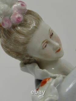 Antique Karl Ens Volkstedt Porcelain Woman Holding Rose Figurine Kve Mark