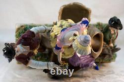Antique Large Meissen Style Figural Group Man Woman Child Donkey Very Detailed