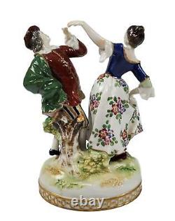 Antique Ludwigsburg Porcelain Figurine Man Lady Dancing Couple