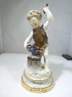Antique Meissen Angel With Anvil And Heart