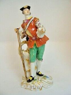Antique Meissen Meyer Porcelain Figure Of Shepherd Holding A Stick Laurence 19th