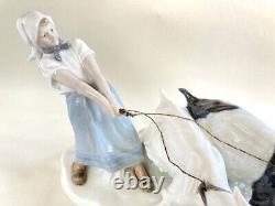 Antique Meissen Otto Pilz Large Porcelain Doll Figurine'Girl with goat' 43cm