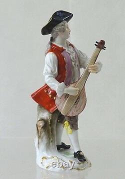 Antique Meissen Porcelain Figurine Statue Mandolin Player Model 76 Rare Variant