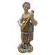 Antique Meissen Porcelain Figurine Of A Musician Playing Guitar Woman Statue Old