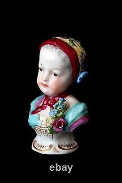 Antique Miniature German Porcelain Childs Bust Figurine 19th century
