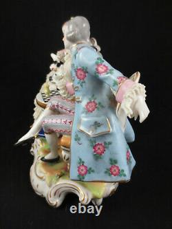 Antique Mitterteich Bavaria Lady Chess Porcelain Figurine Dresden German Lace