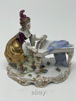 Antique, Original, Porcelain Lady playing a Piano Figurine (#17b)
