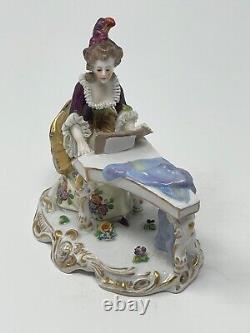 Antique, Original, Porcelain Lady playing a Piano Figurine (#17b)