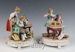 Antique Pair Richard Eckert Volkstedt Group Figurine German Porcelain Boy Girl