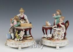 Antique Pair Richard Eckert Volkstedt Group Figurine German Porcelain Boy Girl