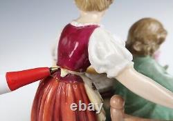 Antique Pair Richard Eckert Volkstedt Group Figurine German Porcelain Boy Girl