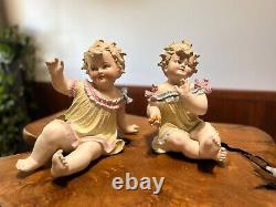 Antique Pair of German Conta Boehme Piano Baby Bisque Porcelain Figurines