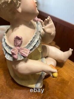 Antique Pair of German Conta Boehme Piano Baby Bisque Porcelain Figurines