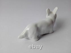 Antique Pirkenhammer Bohemia White Porcelain Terrier Dog Figurine Small 13