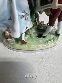 Antique Porcelain Figurine Country of Flowers, Pair Volkstedt Germany, Late 19th