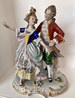 Antique Porcelain Victorian Couple Dancing Figurine 7 1/2 Sitzendorf